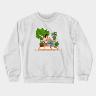 Reading and plants illustration 4 Crewneck Sweatshirt